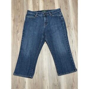 Lauren Ralph Lauren Women's Size 10 Blue Jean Capris Denim Flat Front Mid Rise